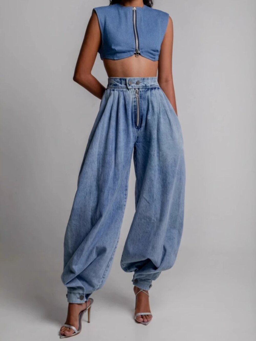 Women's Blue Denim Harem Jeans – Loose Fit